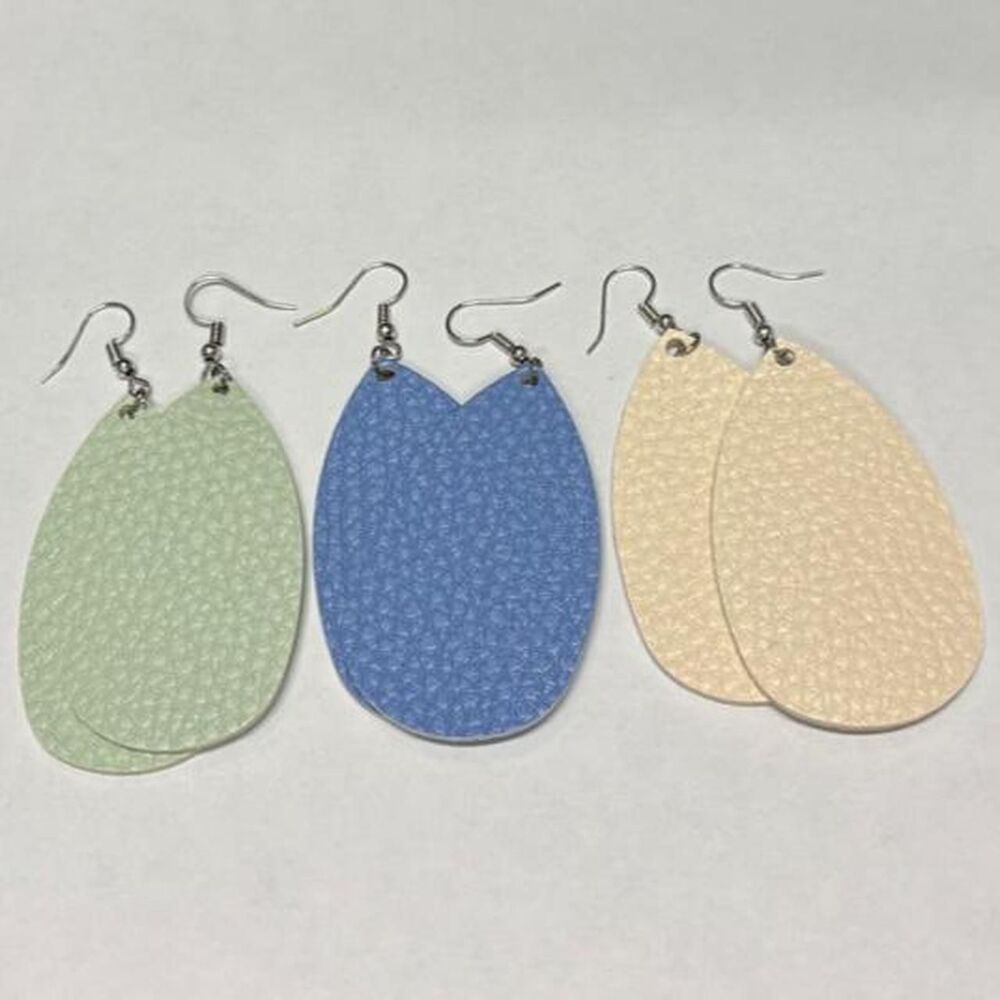 Boho Textured Faux Leather Earrings Pack - Pastel Spring Colors